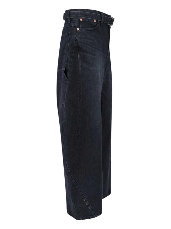  사카이 데님 팬츠 배럴 와이드 진 블랙 - SACAI