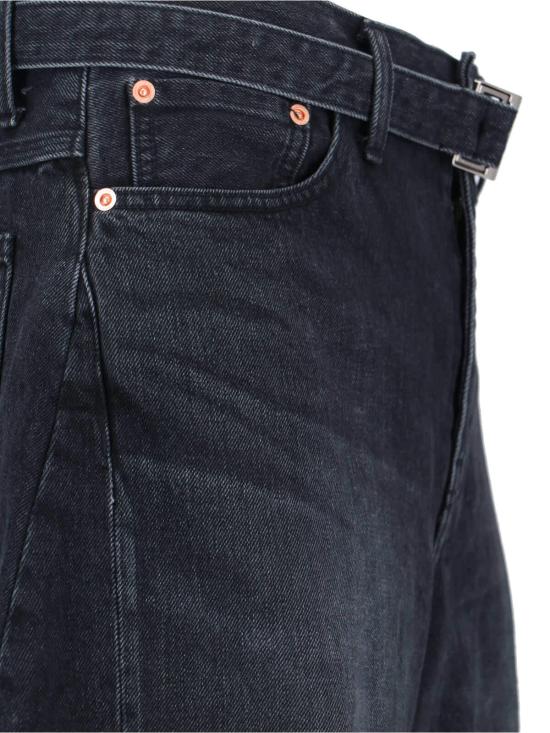  사카이 데님 팬츠 배럴 와이드 진 블랙 - SACAI