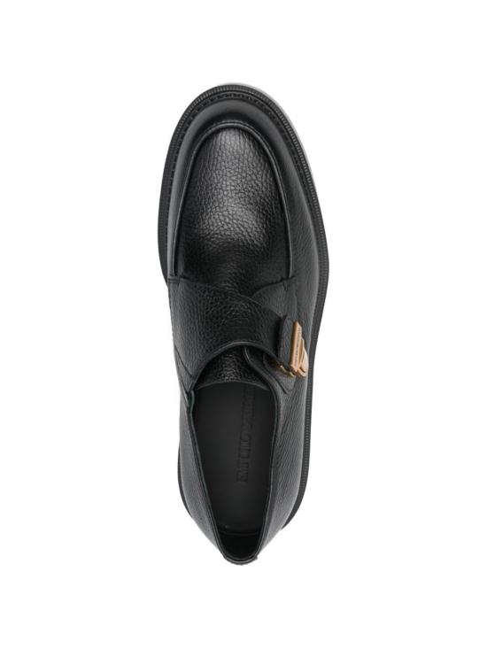  엠포리오 아르마니 부츠 블랙 가죽 브로그 - EMPORIO ARMANI