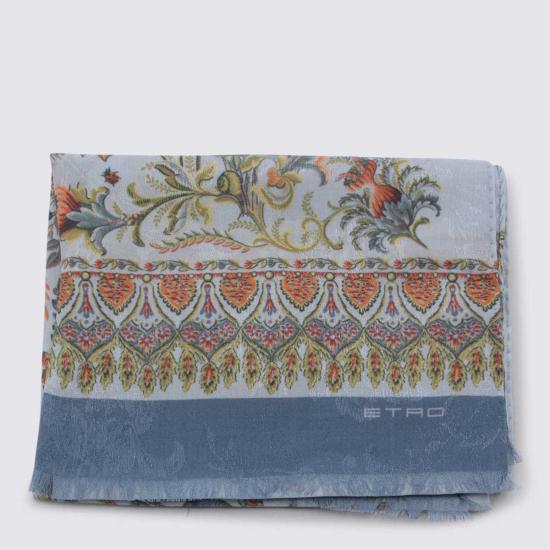  에트로 머플러/스카프 멀티컬러 코튼 블렌드 스카프 레드