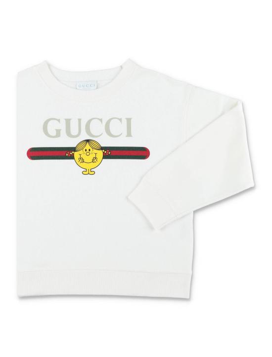  [키즈] 구찌 풀오버 키즈 미스터 맨 리틀 미스 코튼 스웨트셔츠 새 상품 화이트 - GUCCI