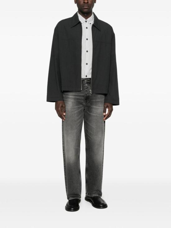  엠포리오 아르마니 긴팔 셔츠 스트라이프 코튼 셔츠 클리어 블루 - EMPORIO ARMANI