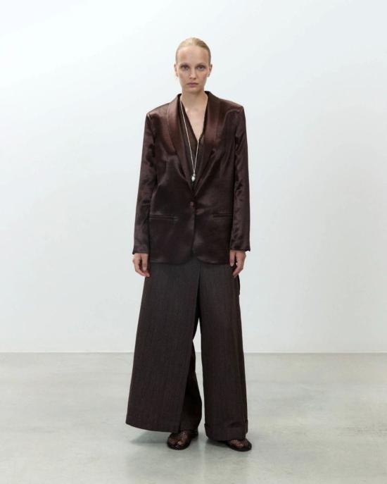  알리지 수트 자켓 알리시 샤이니 새틴 스모킹 블레이저 - ALYSI