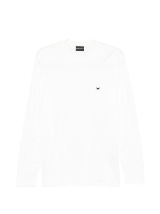  엠포리오 아르마니 긴팔 티셔츠 코튼 블렌드 티셔츠 화이트