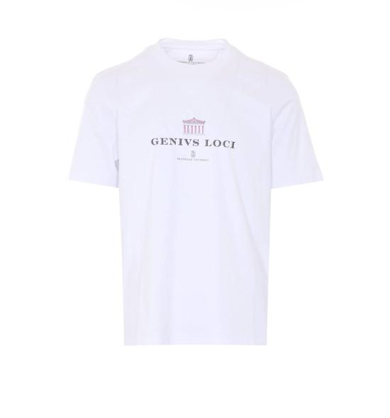  브루넬로 쿠치넬리 반팔 티셔츠 프린트 티셔츠 (화이트)