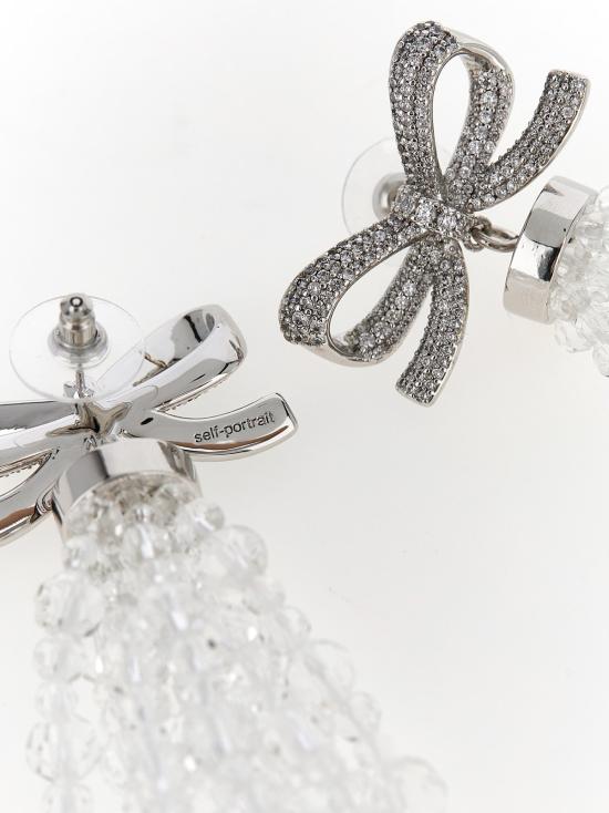  셀프 포트레이트 이어링 리본 비즈 장식 폭포형 귀걸이 실버 - SELF PORTRAIT