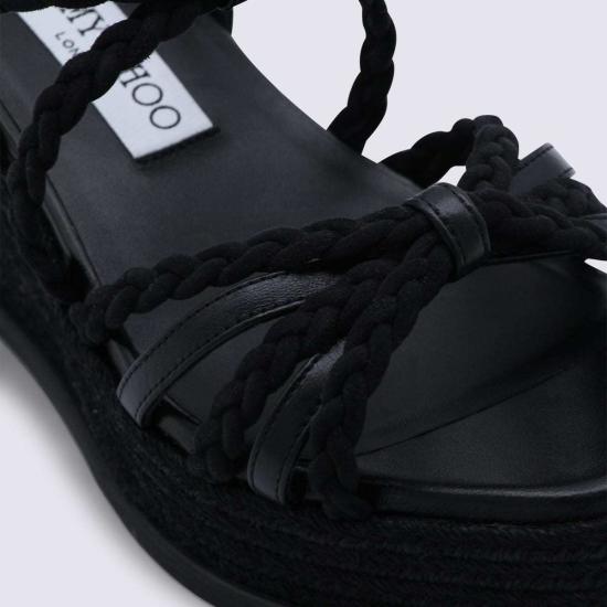  지미추 샌들 가죽 에스파드리유 블랙 - JIMMY CHOO
