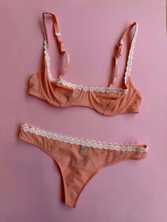  야스민 에슬라미 브라 타마라 플라워 메시 레이스 발코니  오렌지 블로섬