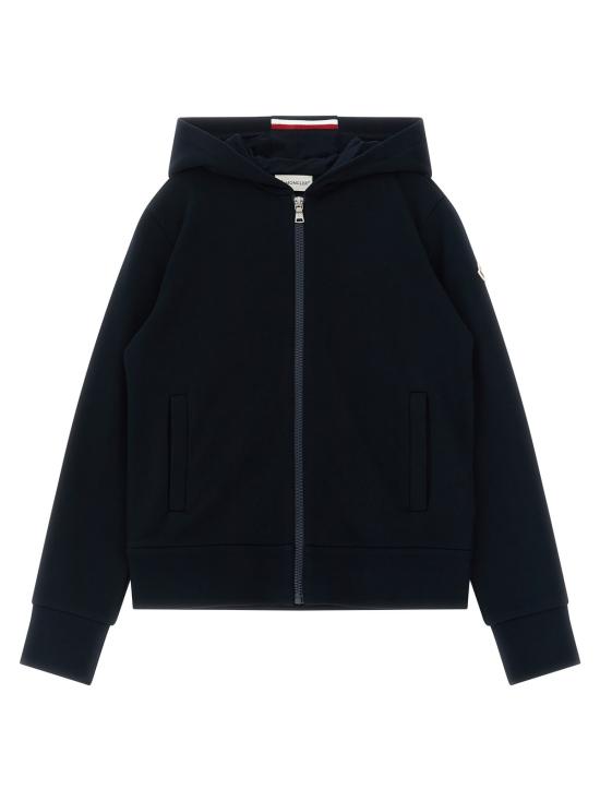  [키즈] 몽클레어 풀오버 키즈 몽클레르 로고 패치 후드티 (블루)