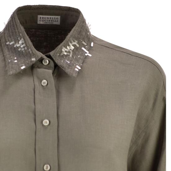 26SS 브루넬로 쿠치넬리 셔츠 MA698RH306 KHAKI - BRUNELLO CUCINELLI