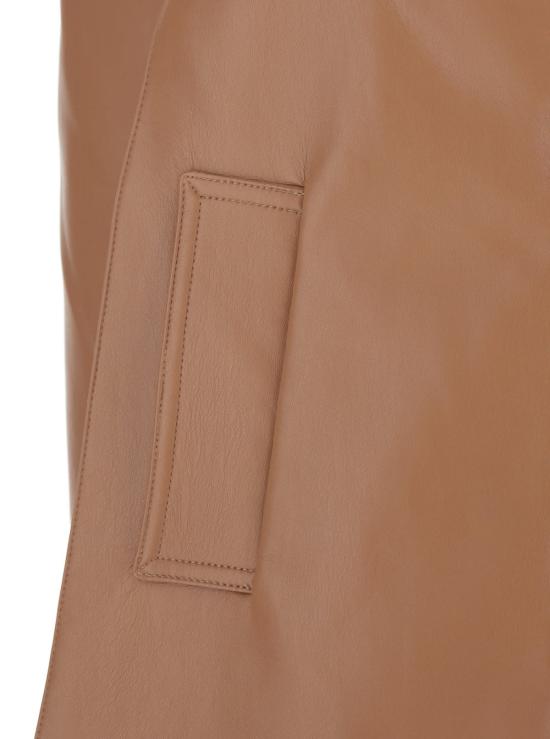  트윈셋 가죽 자켓 클래식 칼라가 있는 브라운 색상의  재킷 - TWINSET