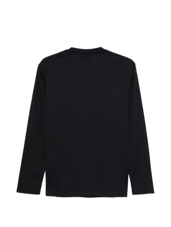  엠포리오 아르마니 긴팔 티셔츠 로고 코튼 티셔츠 탑 블루 - EMPORIO ARMANI