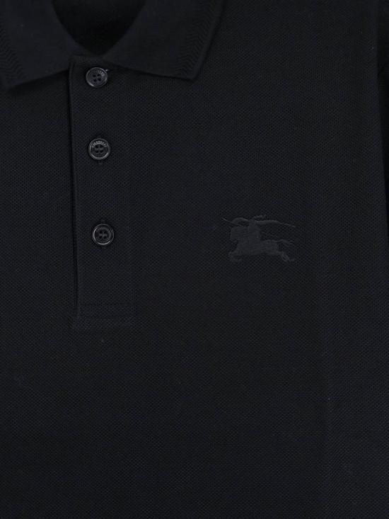  버버리 폴로 티셔츠 코튼 폴로 셔츠 블랙 - BURBERRY