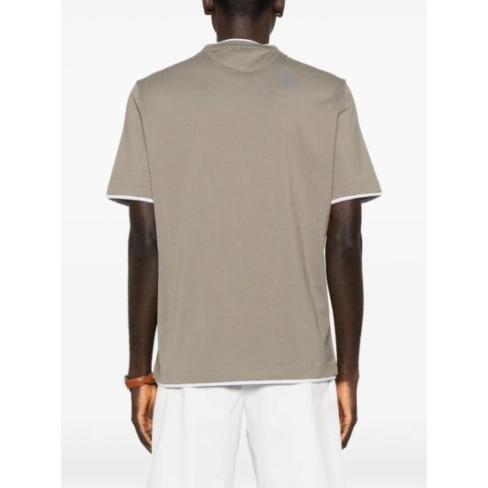  브루넬로 쿠치넬리 반팔 티셔츠 Brunello Cucinelli 티셔츠 그린 - BRUNELLO CUCINELLI