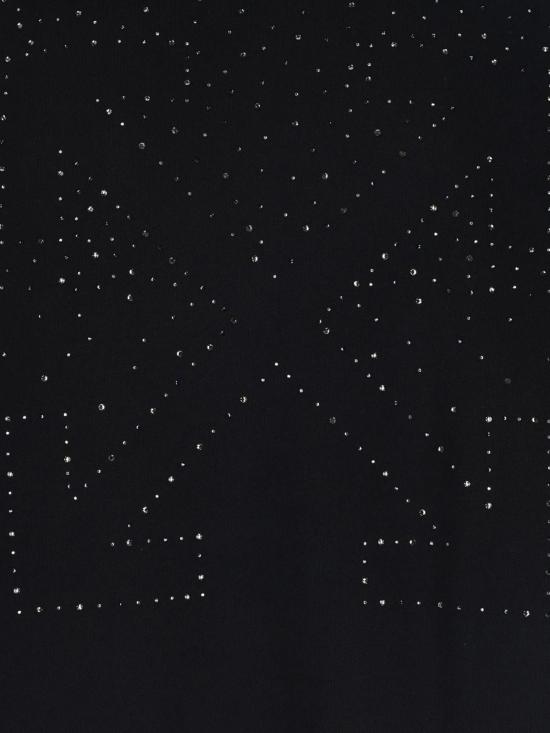  오프화이트 긴팔 티셔츠 로고 크리스털 장식 블랙 스웨트셔츠 - OFF WHITE