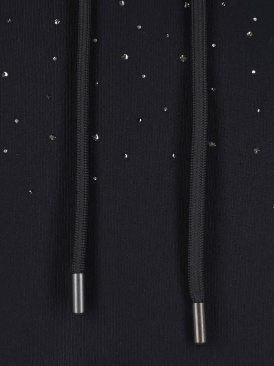  오프화이트 긴팔 티셔츠 로고 크리스털 장식 블랙 스웨트셔츠 - OFF WHITE