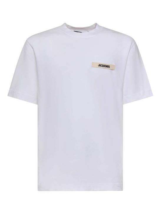  자크뮈스 반팔 티셔츠 로고 코튼 티셔츠 화이트