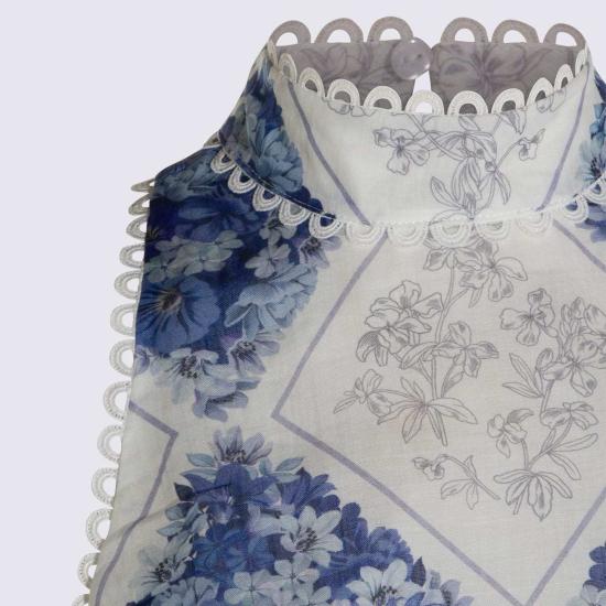  트윈셋 롱 원피스 라이트 블루 앤 화이트 맥시 드레스 라이트 블루/화이트 - TWINSET