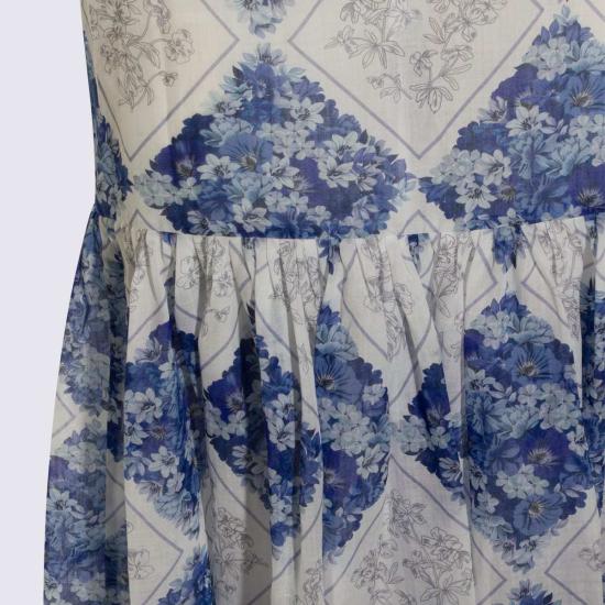  트윈셋 롱 원피스 라이트 블루 앤 화이트 맥시 드레스 라이트 블루/화이트 - TWINSET