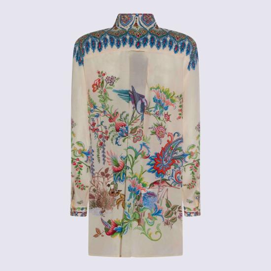  에트로 블라우스 멀티컬러 실크 셔츠 레드 - ETRO