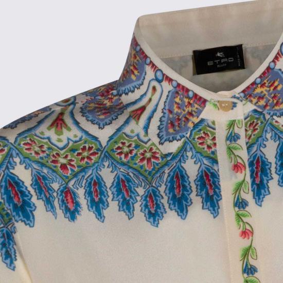  에트로 블라우스 멀티컬러 실크 셔츠 레드 - ETRO