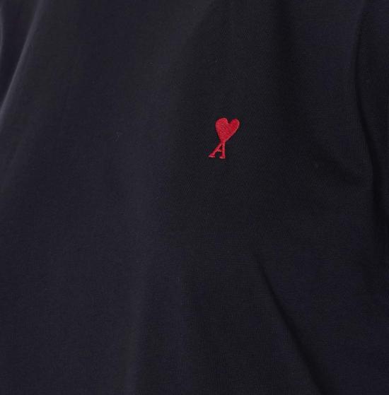  아미 반팔 티셔츠 Ami Alexandre Mattiussi Ami De Coeur 티셔츠 블랙 - AMI