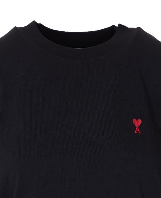  아미 반팔 티셔츠 Ami Alexandre Mattiussi Ami De Coeur 티셔츠 블랙 - AMI