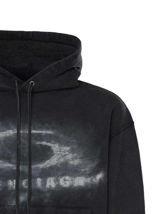  발렌시아가 긴팔 티셔츠 워시드 크레용 루프 드라이 플리스 스웨트셔츠 블랙 - BALENCIAGA