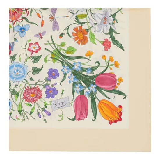  구찌 머플러/스카프 프린트 실크 트윌 까레 스카프 옐로우 - GUCCI