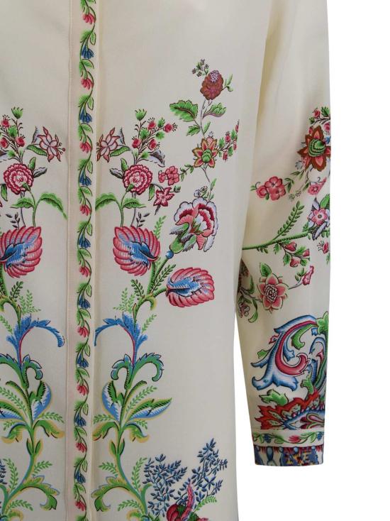  에트로 블라우스 실크 셔츠, 꽃무늬 프린트, 화이트 - ETRO