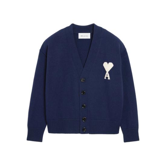 26SS 아미 울 드 하트 가디건 UKC380 KN0156A116 BLUE - AMI