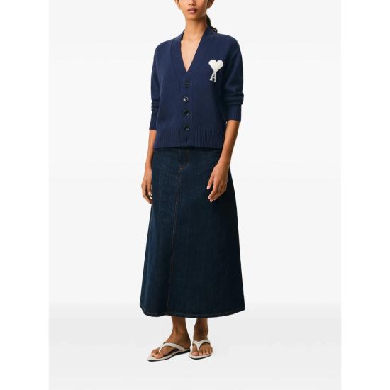 26SS 아미 울 드 하트 가디건 UKC380 KN0156A116 BLUE - AMI