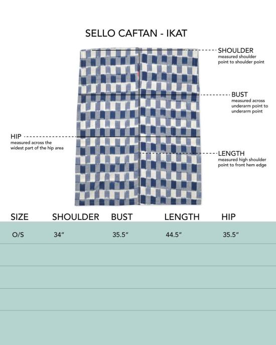  LWN 숏 원피스 Lwn Sello 카프탄 차이브 딥 다이 이캇 체크 - LWN