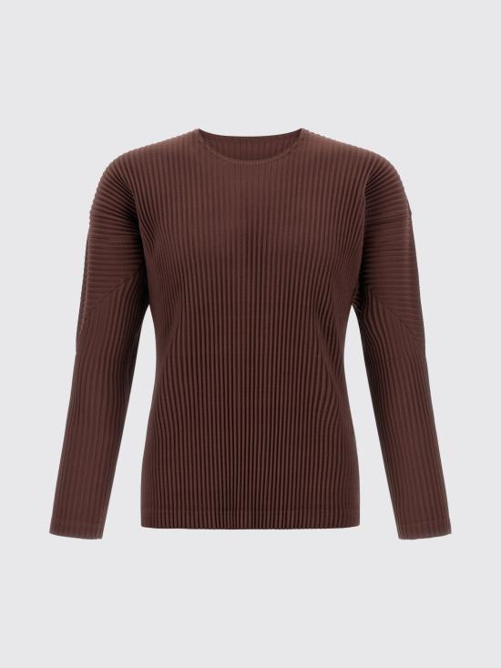 25FW 옴므 플리세 이세이 미야케 컬러 플리츠 긴팔 티셔츠 HP58JK187 48 Brown