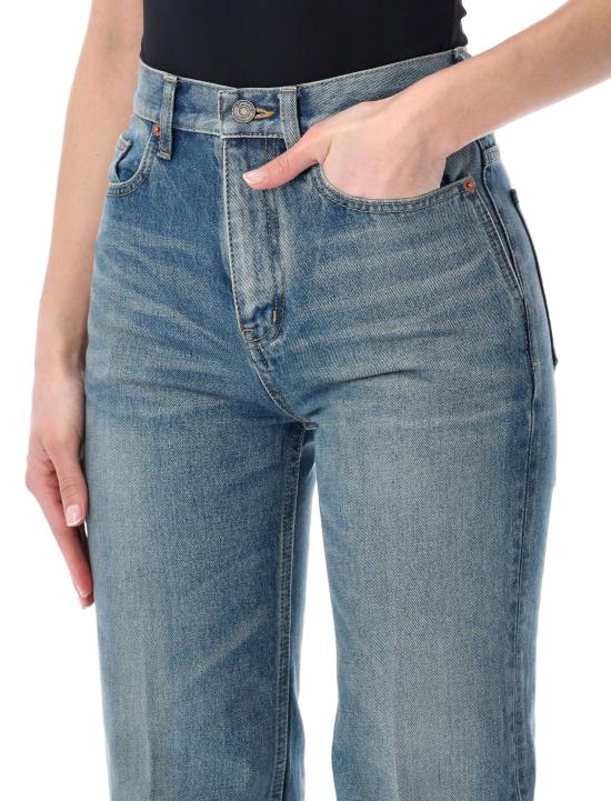 26SS 생로랑 미디 블루 데님 YVES 플레어 진 813267Y11CA 4939 MID BLUE - SAINT LAURENT