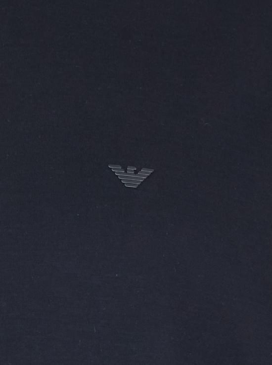  엠포리오 아르마니 반팔 티셔츠 크루넥 로고 자수 티셔츠 (블루) - EMPORIO ARMANI