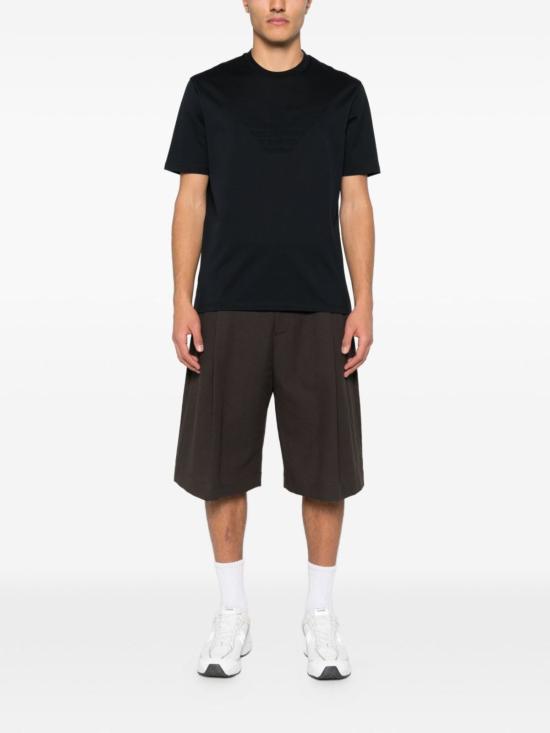  엠포리오 아르마니 반팔 티셔츠 로고 코튼 티셔츠 블루 - EMPORIO ARMANI