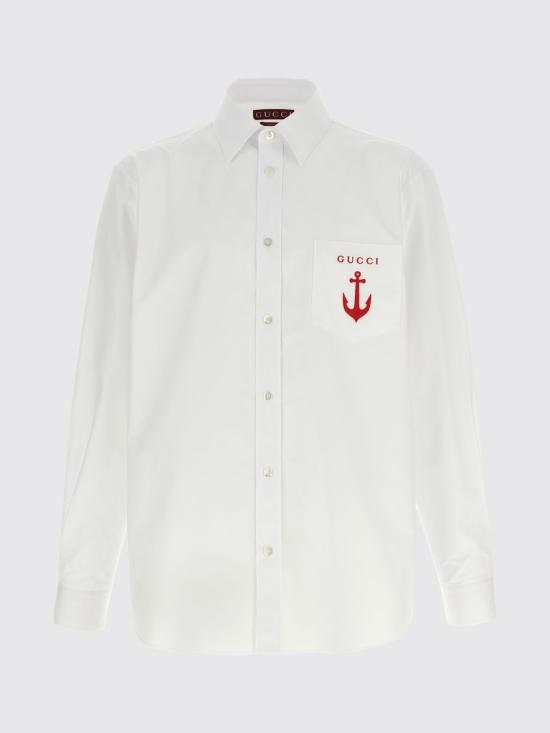 25FW 구찌 포켓 자수 셔츠 833294Z7AUX 9000 White