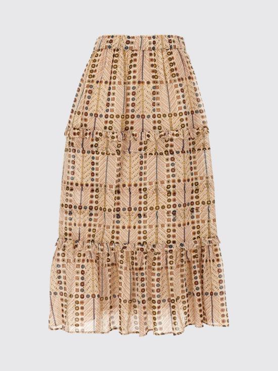 25FW 이자벨마랑에뚜왈 DIYA 디야 프린티드 티어드 미디 스커트 JU0239FAC1J19E 23EC Beige