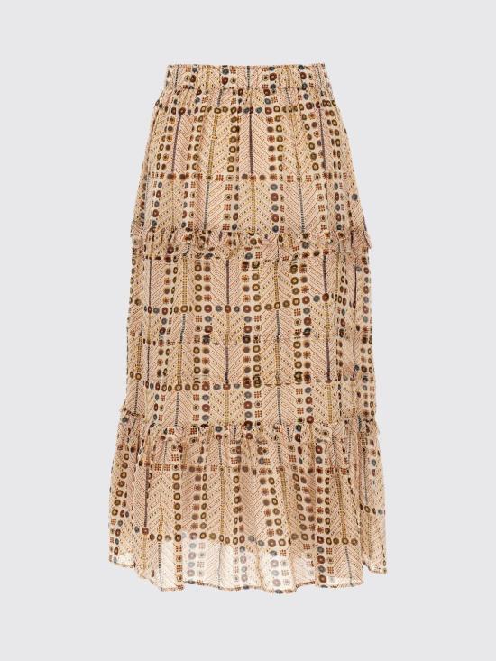 25FW 이자벨마랑에뚜왈 DIYA 디야 프린티드 티어드 미디 스커트 JU0239FAC1J19E 23EC Beige - ISABEL MARANT ETOILE