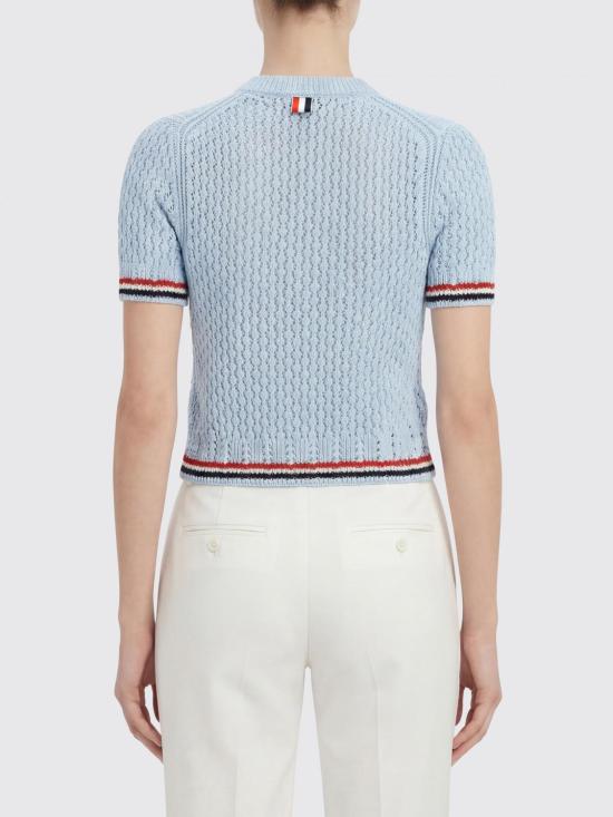 26SS 톰브라운 코튼 포인텔레 스티치 헥터 RWB 티 FKA511AY3062 472 Blue - THOM BROWNE