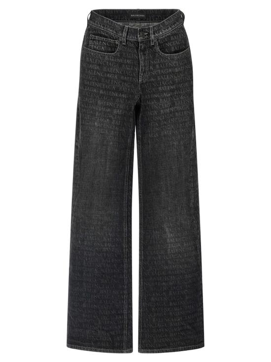  발렌시아가 데님 팬츠 와이드 레그 진 블랙