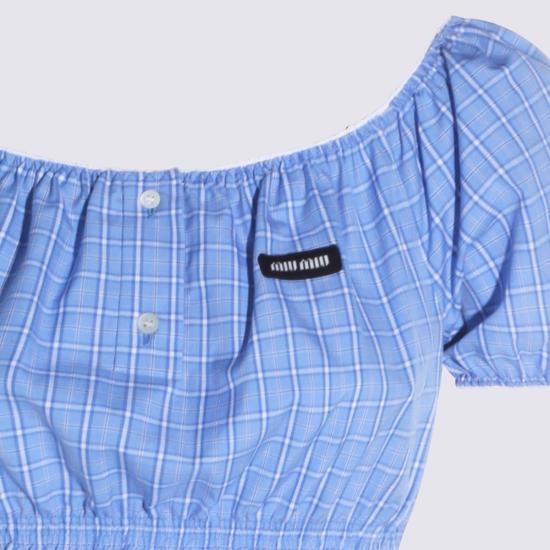  미우미우 숏 원피스 코튼 미니 드레스 라이트 블루 - MIU MIU