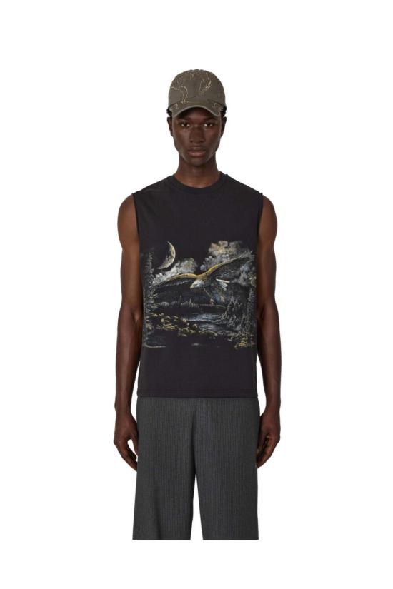  로아 민소매 티셔츠 파이 민소매 티셔츠 워시드 블랙