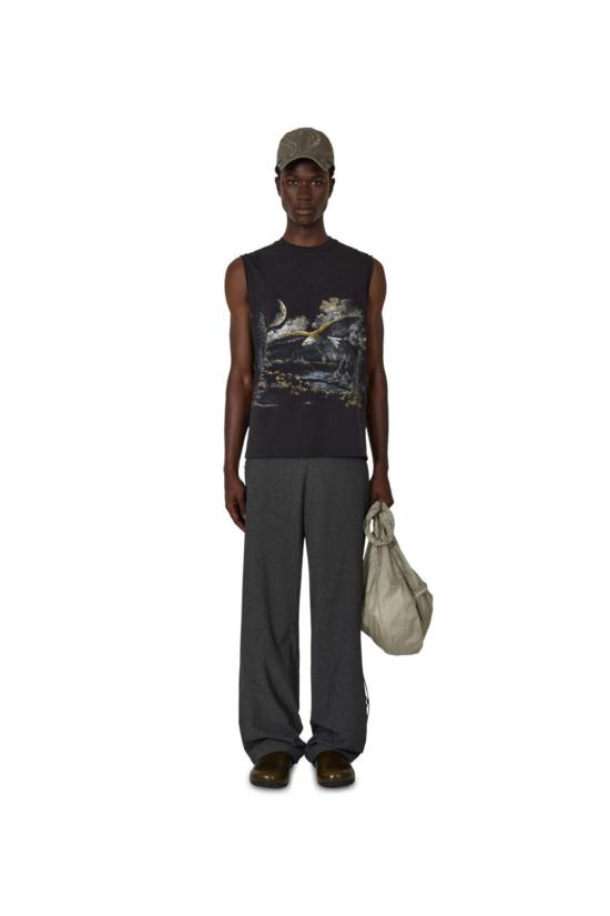  로아 민소매 티셔츠 파이 민소매 티셔츠 워시드 블랙 - ROA