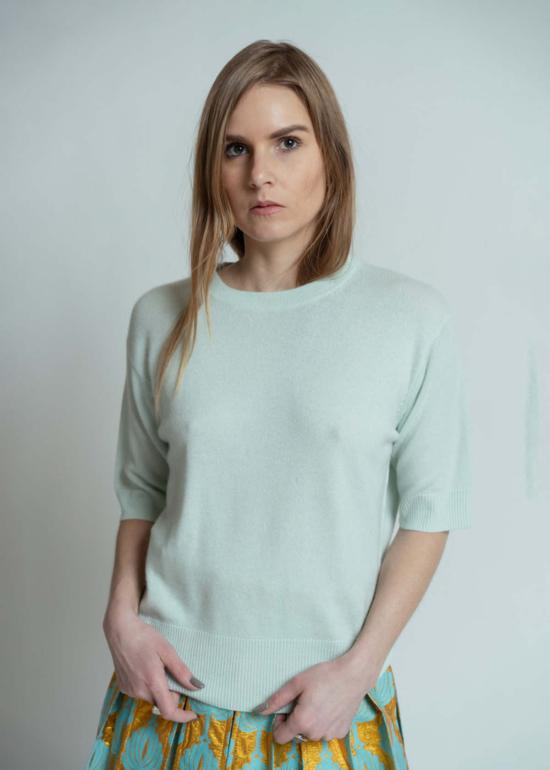  얼루드 스웨터 알루드 반팔 캐시미어  플라워 밀크