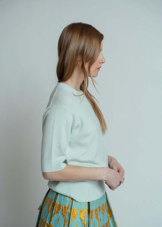  얼루드 스웨터 알루드 반팔 캐시미어  플라워 밀크 - ALLUDE