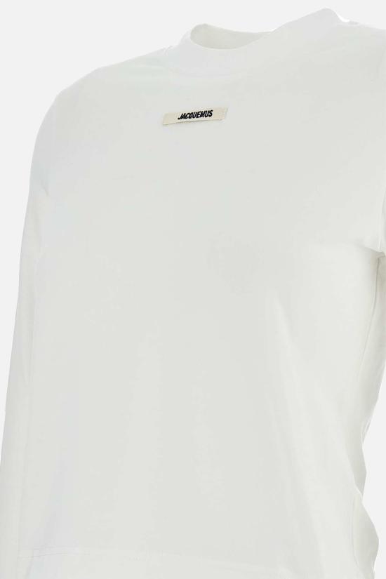  자크뮈스 긴팔 티셔츠 르 티셔츠 그로스 그레인 티셔츠 화이트 - JACQUEMUS