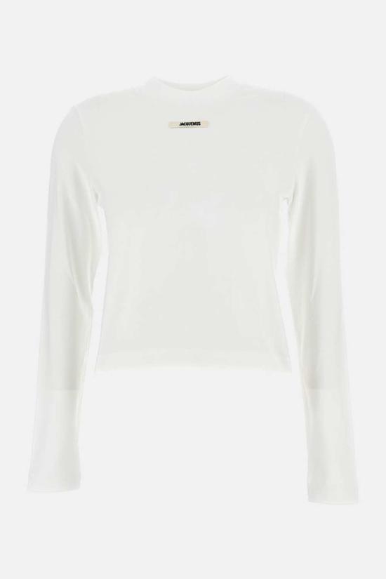  자크뮈스 긴팔 티셔츠 르 티셔츠 그로스 그레인 티셔츠 화이트 - JACQUEMUS