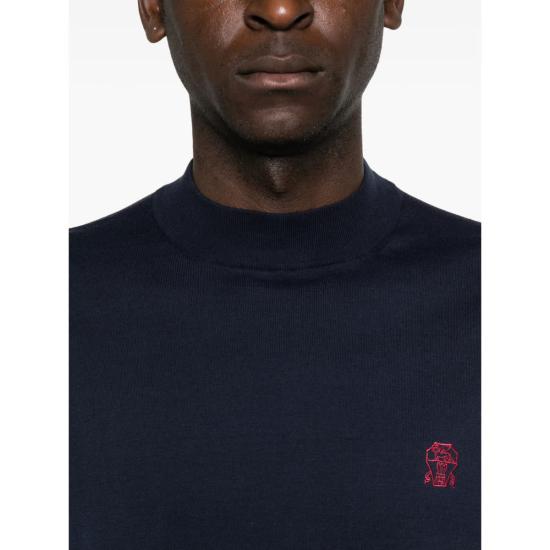  브루넬로 쿠치넬리 반팔 티셔츠 스웨터 티셔츠 블루 - BRUNELLO CUCINELLI